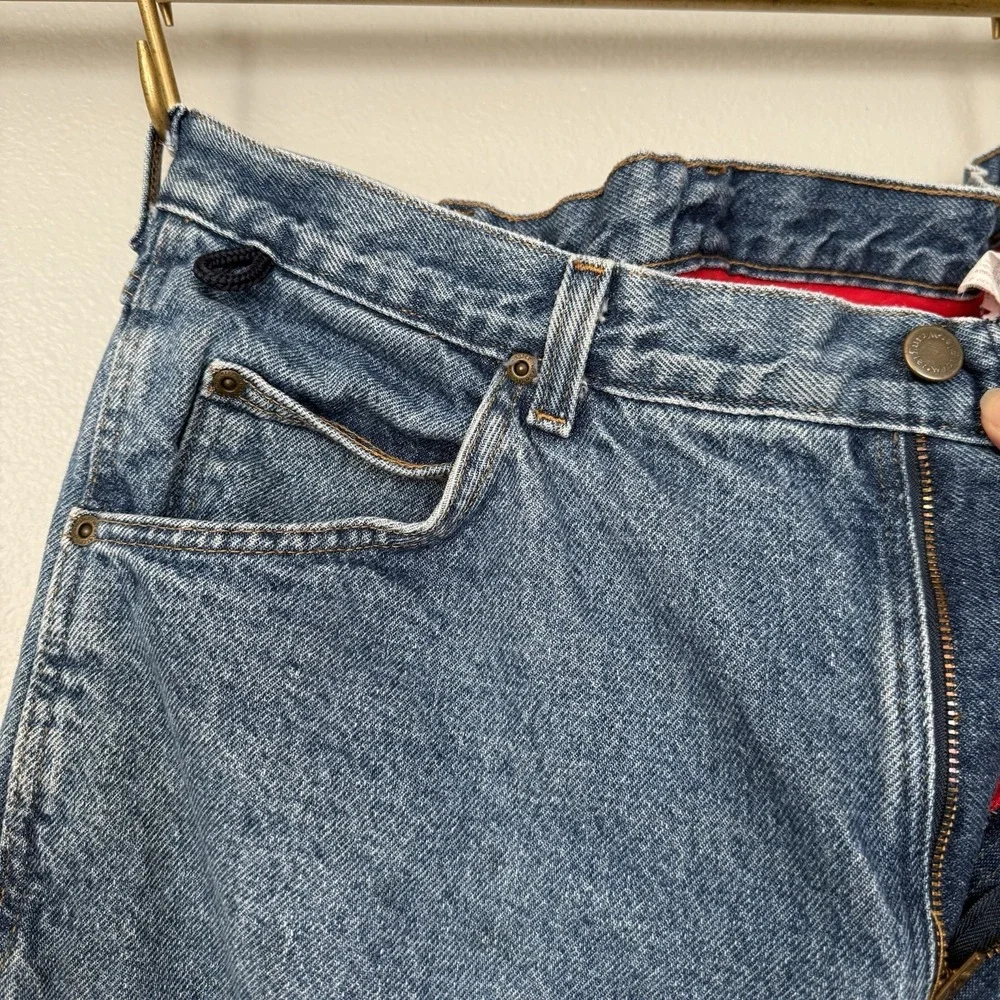 Wrangler Y2K Red Fleece Lined Jeans Mens 36x34 Blue Rugged Wear‎ Relaxed Fit - Picture 5 of 12